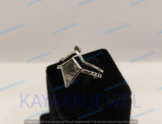 2.35Ct Salt & Pepper Cut Diamond Engagement Wedding Ring Set in 925 Sterling Silver, Salt Pepper Ring, Unique Ring, Kite