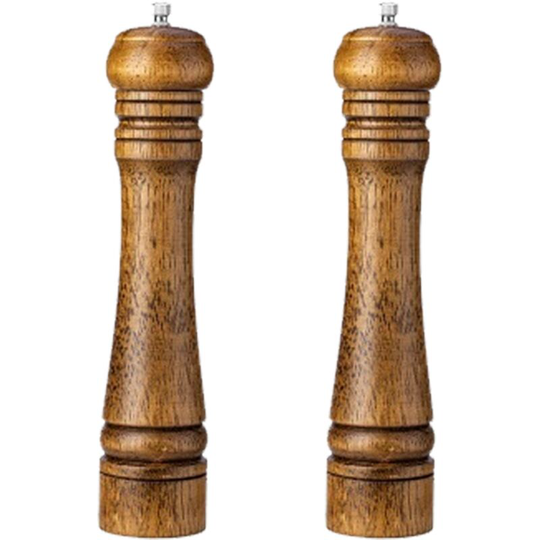 Salt and Pepper Grinder Mill Spice Shaker Solid Wood with Adjustable Ceramic Grinder Kit 2pcs 10 inch color box