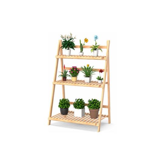 Wooden Flower Pot Foldable Garden Planter w/Drainage Hole Planting Raise Bed