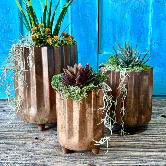 Set3 Old Copper Geometric Planters Ltzkr033