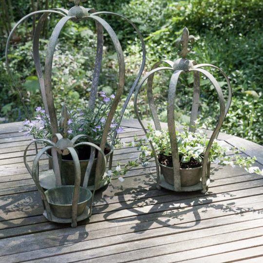 Aged Metal Green Crown Planter