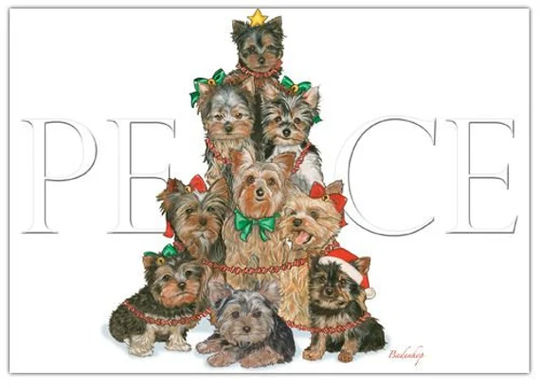 Yorkie Yorkshire Terrier Christmas Cards Set Of 10 & Envelopes
