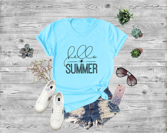 Hello Summer Shirt, T-Shirt, Lovers Tee, Season T Flowers Vacation Shirt, Trip Beach Shirt