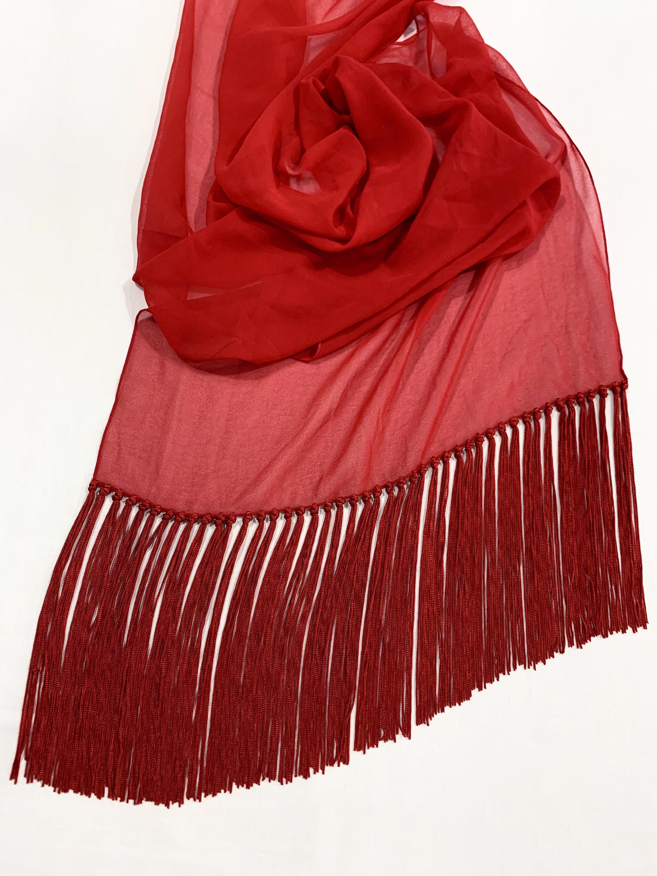 Red Plain Shawl, Basic Red Evening Wear Long Fringed Women Fashion Shawl. All Season Classic Shawl