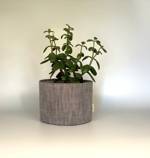 Eco Friendly Upcycled Light Grey Fabric Pot Plant Cover