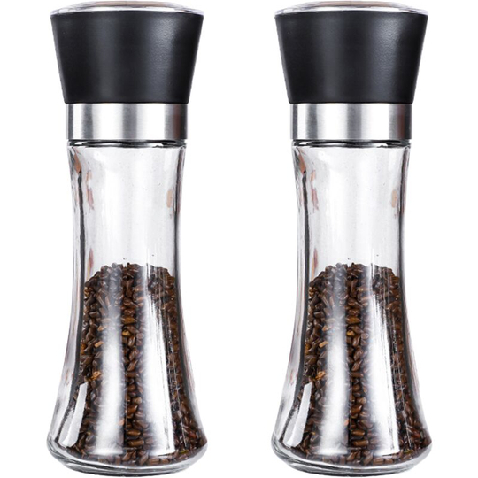Fvbjd - Pepper and Salt Grinder Set of 2-Refillable Coarseness Adjustable Pepper Mill Shaker ( Two Pack) 2pcs high black
