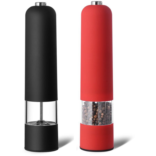 Salt and Pepper Mill Set of 2 Manual with Adjustable Ceramic Grinder from Coarse to Fine Spice Mill Set 1pcs red+1pcs black