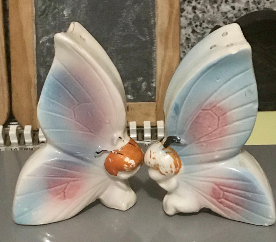Vintage Butterfly Fairy Salt & Pepper Shakers Japan