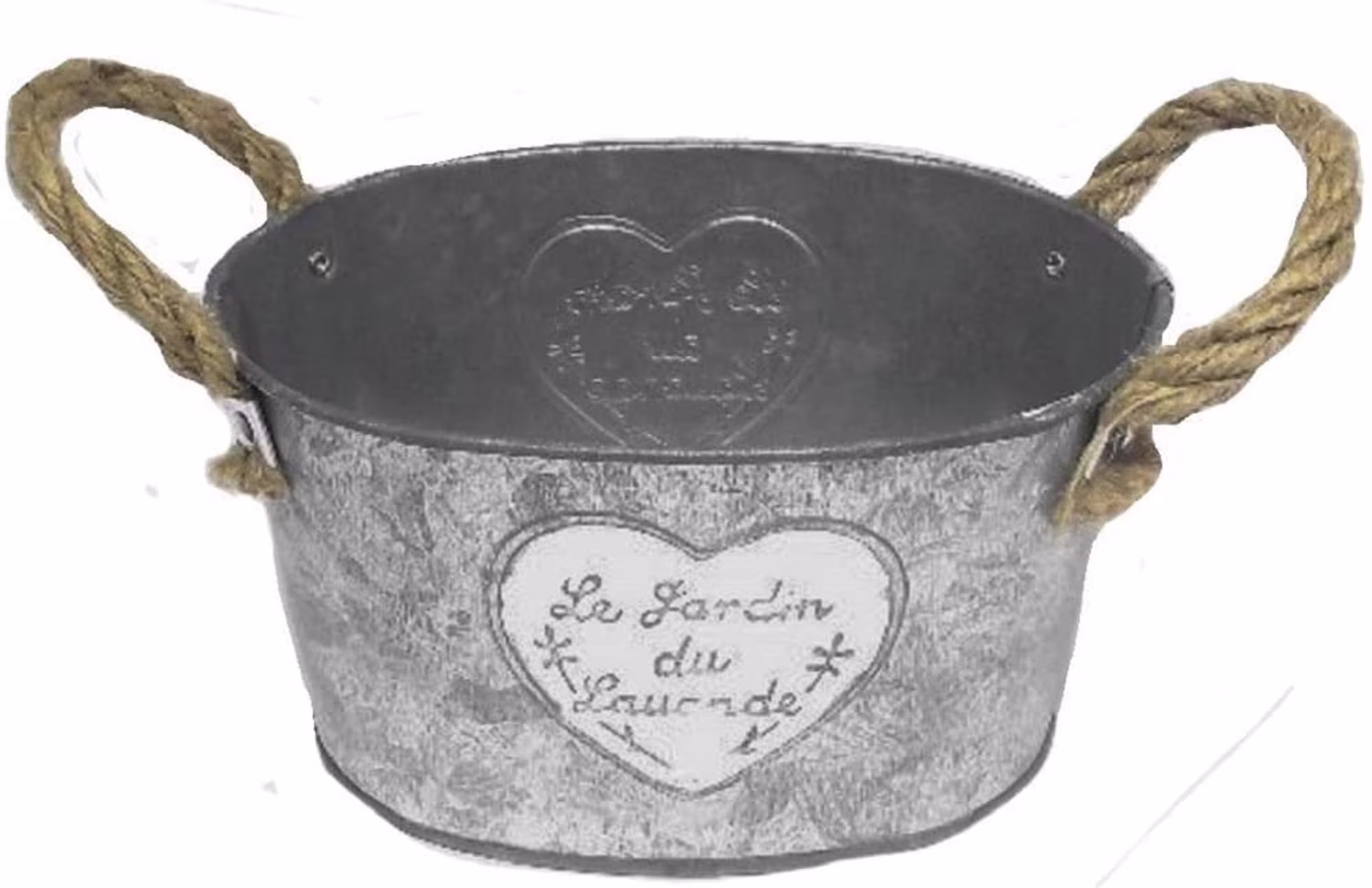 Grey Metal Flower Plant Herb Bulb Pot Vase Planter French Vintage Distressed Oval Design 17cm X 12cm