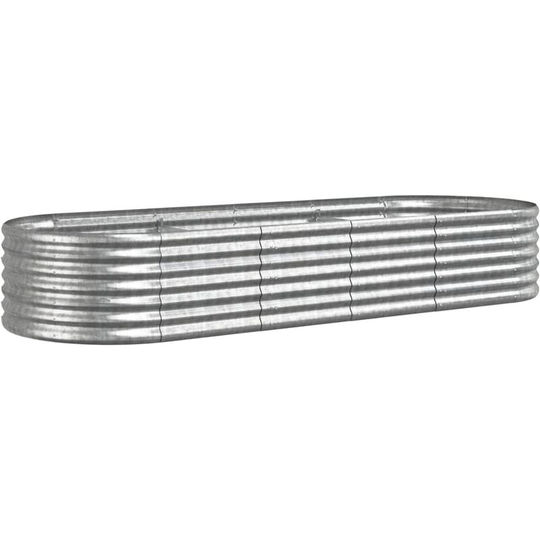 Garden Planter Powder-coated Steel 224x80x36 cm Silver Vidaxl Silver