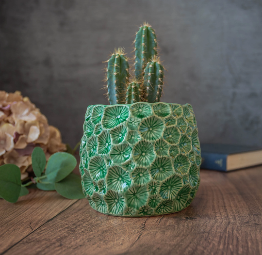 Green Shell Pattern Planter, Glazed Plant Pot, House Indoor Planter Pot Cover