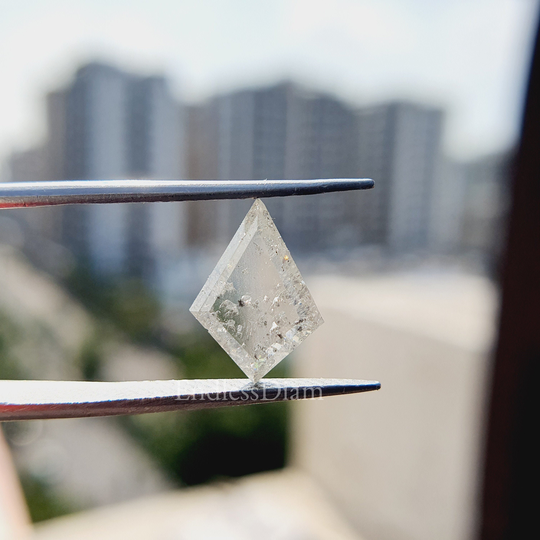 2.13Ct Kite Shape Salt & Pepper Loose Moissanite, Diamond For Anniversary Gift, Antique Colorless Diamond, Jewelry Making