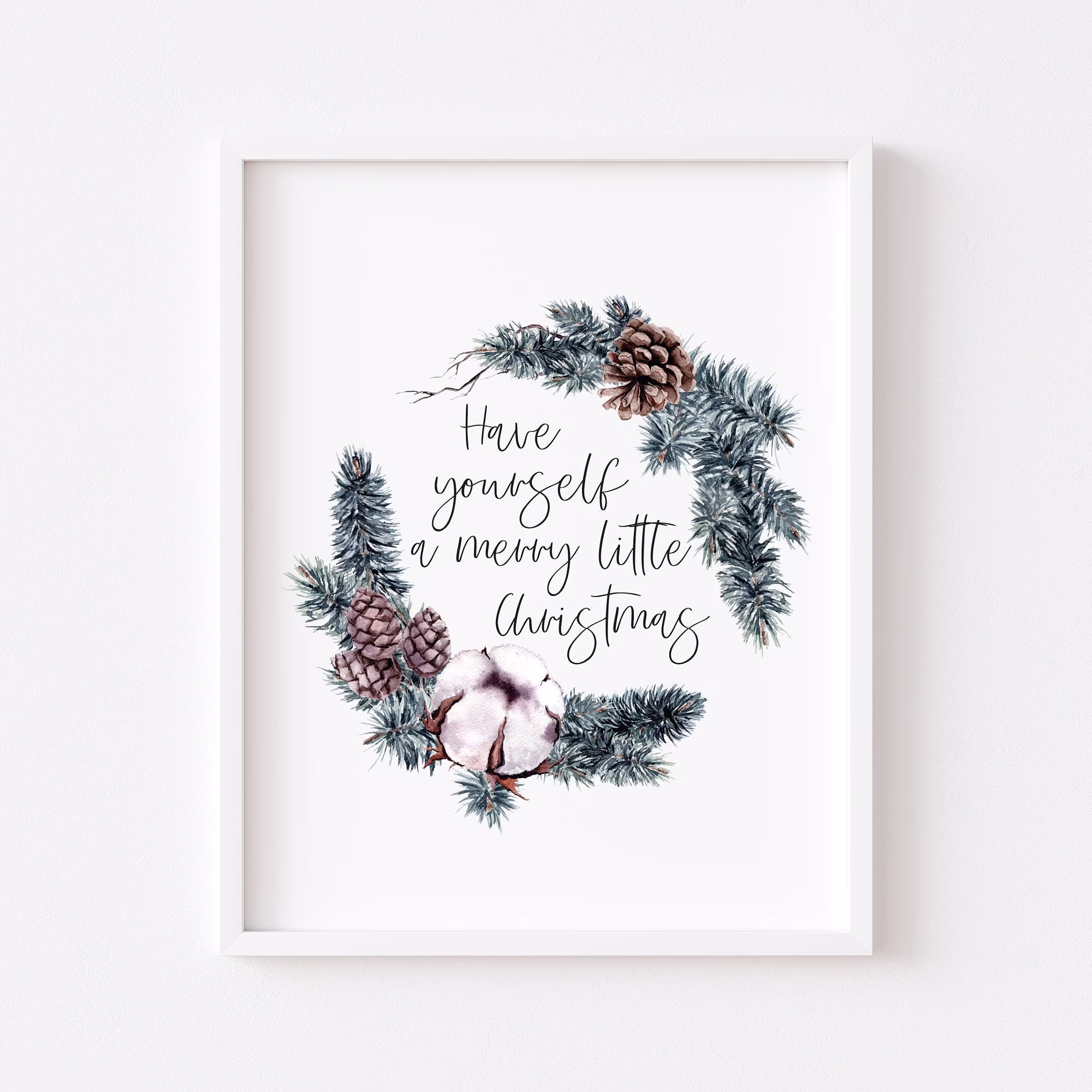 Christmas Print, Have Yourself A Merry Little Wreath Style Unframed Print|Christmas Decor|Seasonal Prints Art