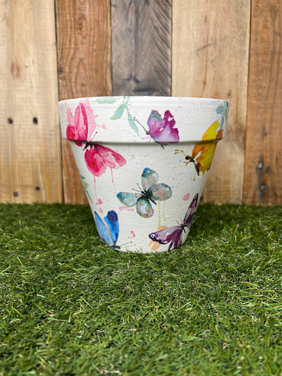 Butterfly Plant Pot, Butterfly Gift, Decoupaged 15cm Terracotta Pot