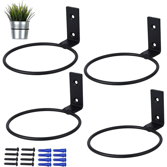 4 Pieces Flower Pots Wall Holder, Wall Hanging Metal Flower Shelf, Used for Home Garden Balcony Outdoor Flower Pot Holder Wall