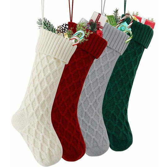 Qersta - 18inch Knit Christmas Stockings Large Personalized Rustic Christmas Stockings Christmas Decorations for Family Holidays Christmas Season