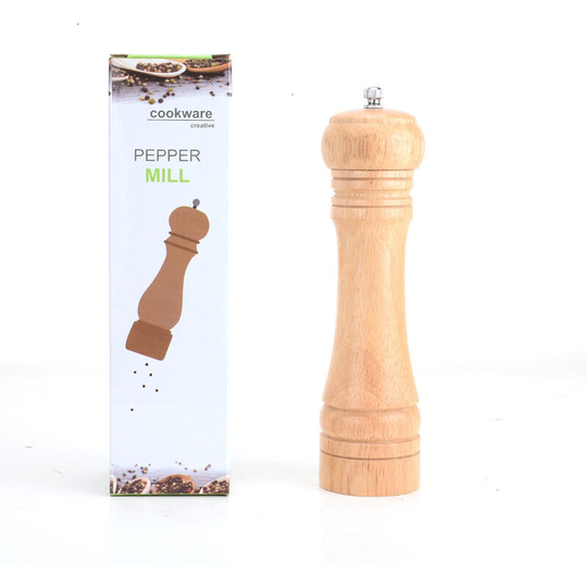 Pepper Mill Wood 2PCS Manual Salt Pepper Mill Wooden 8 Inch Adjustable Wooden Salt and Pepper Mill Wood Salt and Pepper Mill with Cleaning Brush