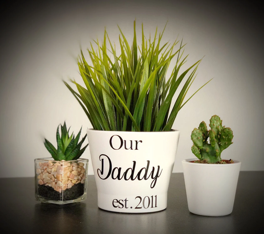 Personalised Flower Plant Pot "Our Daddy Established