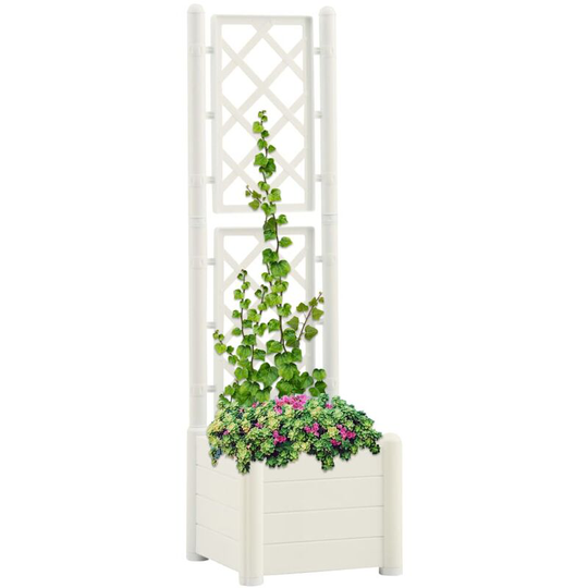 Garden Planter with Trellis 43x43x142 cm pp White FF313979_UK - Topdeal