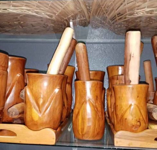 Mortar & Pestle Made Of Juniper Wood, Set For Mixing, Grinding Crushing Garlic, Herbs Spices, Kitchen Utensils