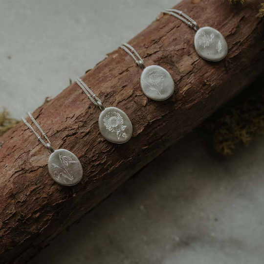 Seasonal Flower Engraved Necklace