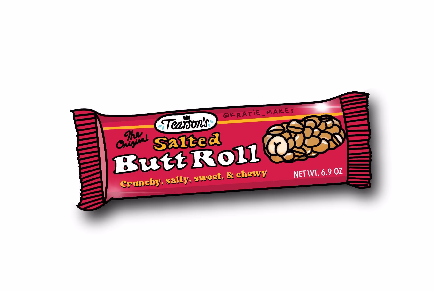 Tearson's Salted Butt Roll Soft Enamel Pin 0.5x1.5