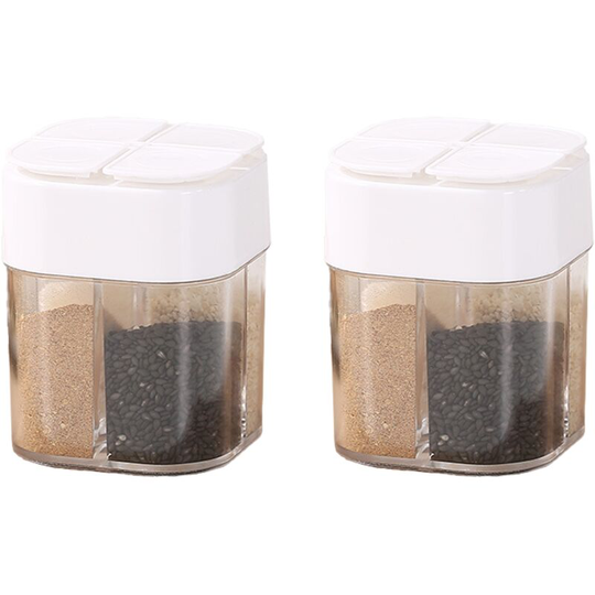 Multifunctional seasoning jar kitchen oil salt portable 4-in-1 kitchen seasoning bottle salt jar White