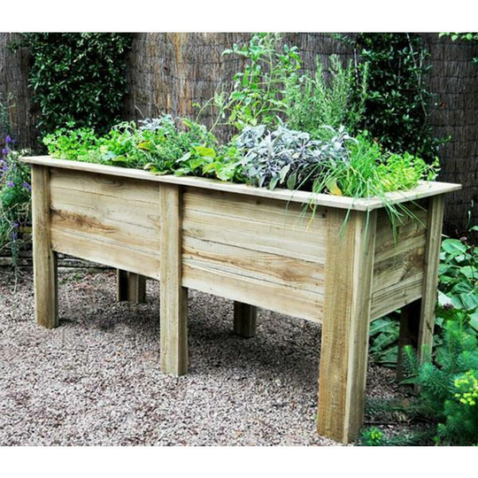 1.8m Pressure Treated Wooden Deep Root Planter, Rectangular Garden Raised Trough