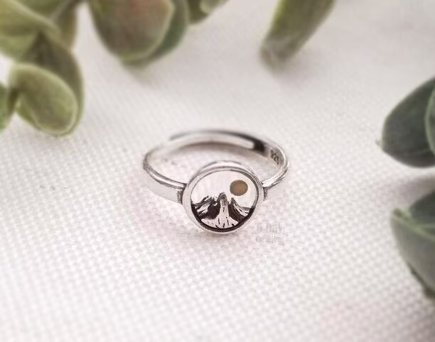 S925 Mountain Mustard Seed Ring | Handmade Faith Jewelry Minimalist Matthew 1720 Biblical Believer Gift