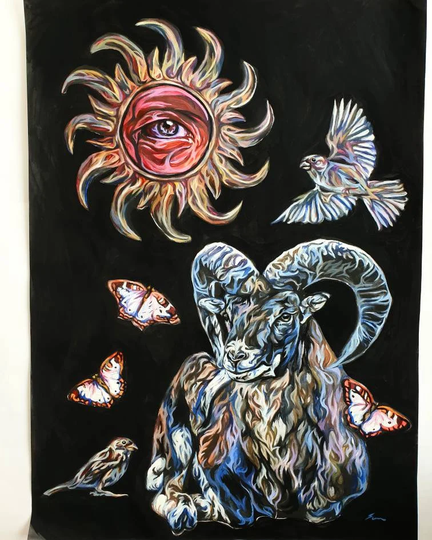 Aries Season, Original Acrylic Painting, 23 X 33 Inches