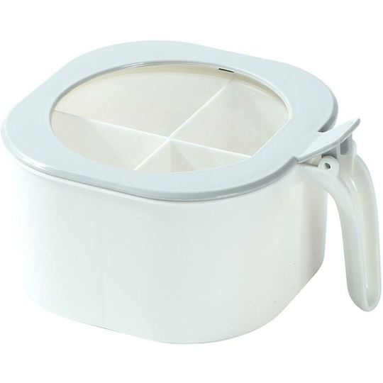 4 in 1 spice container, spice jar with lid/spice spoon, salt/sugar/cumin/pepper, color: white + light gray.