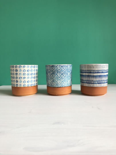 Small Blue Pattern Ceramic Indoor Plant Pots