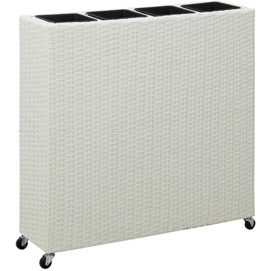 Garden Raised Bed with 4 Pots 80x22x79 cm Poly Rattan White Vidaxl White