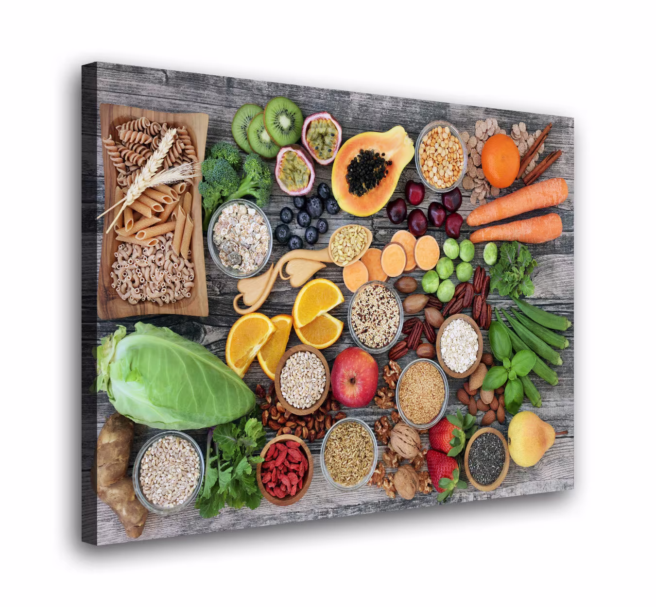 Healthy Food Photography Wall Art, Vegetables & Fruits Canvas Herbs Cereals Print Kitchen Restaurant Decoration