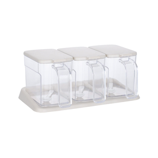 Clear Spice Box 3 Pcs Clear Spice Containers for Spice Salt Sugar Jar Spice Jar with Spoon