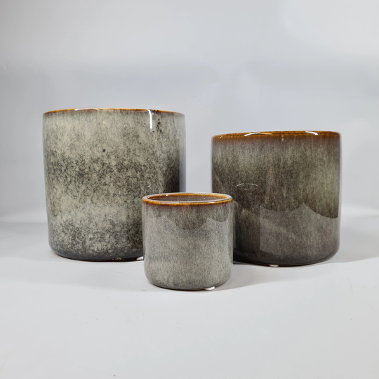 Grey Gloss Ceramic Planter - Holds 7cm, 13cm & 15cm Pots