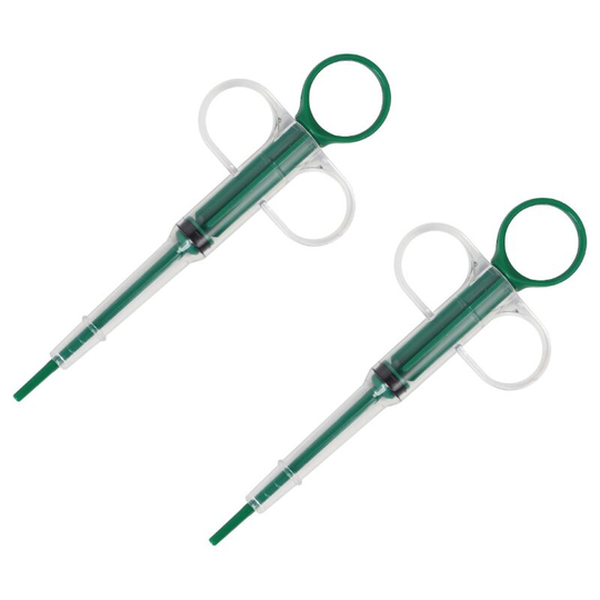 2 Pet Medicine Dispenser Pet Dog Cat Pill Syringe Round Head Capsule Tablet Pet Care Feeding Tool, Green