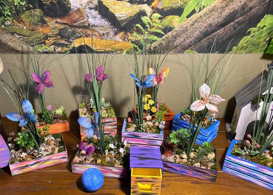 Hand Painted Miniature Wood Crate Centerpiece