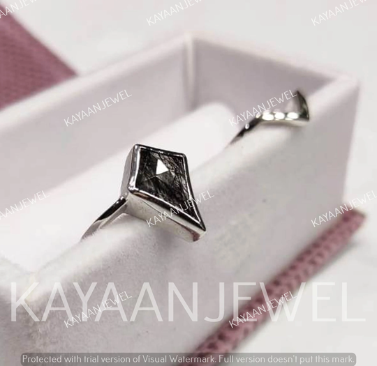 2.30Ct Salt & Pepper Kite Cut Diamond Engagement Wedding Ring Set in 925 Sterling Silver, Pepper Ring, Gift For Women, Kite