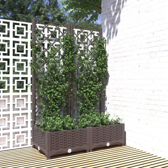 Asupermall - Garden Planter with Trellis Brown 80x40x121.5 cm pp