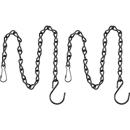 Set of 2 Hanging Chains for Bird Feeders, Planters, Lanterns and Ornaments (19.7 inch, Black)