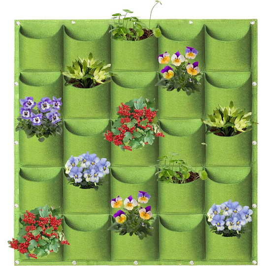 LITZEE 25 Pockets Hanging Planter Bags, Hanging Vertical Wall Mounted Plant Planting Grow Bags, Herb Garden Planter Outdoor Indoor Growing Bag,