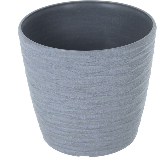 Plastic Plant Pot Weave Effect Flower Planters Indoor Outdoor - Grey 18cm