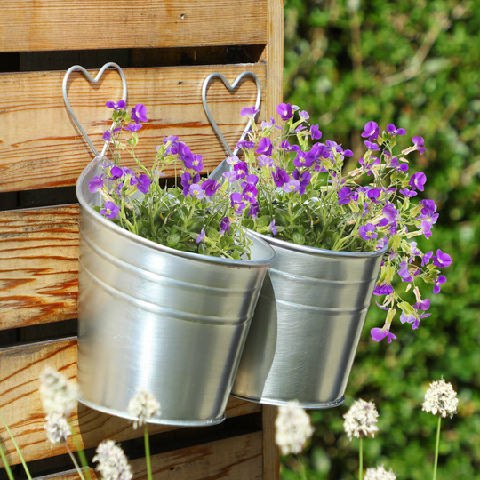 Twin Heart Garden Bucket Planters