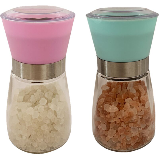 Fvbjd - Salt and Pepper Grinder Set - Adjustable Spice Ceramic Grinders Mill Shaker for Kitchen Table 1PCS pink + 1PCS cyan