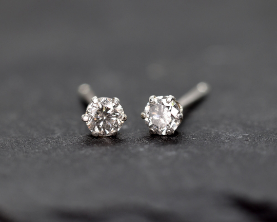 Diamond Stud Earrings, Single Or Pair, Real Salt & Pepper Diamond, Grey Studs, Tiny Ear Studs