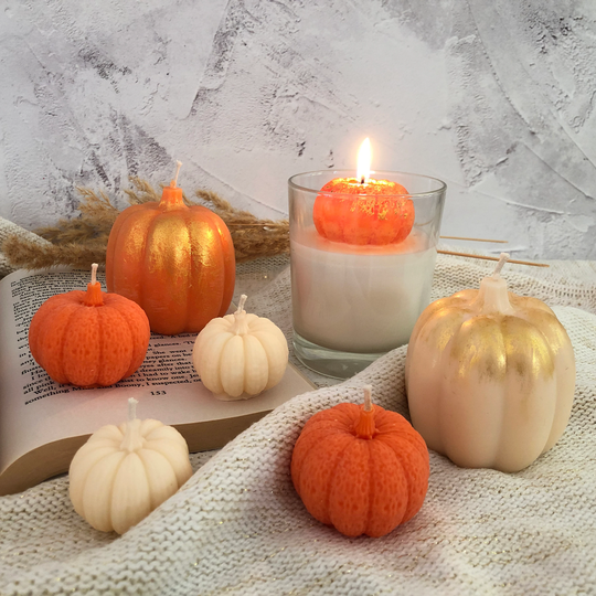 Pumpkin Candle Set, Autumn Home Decor, Cosy Candle, Halloween Table Decoration, Handmade Soy Wax Fall Season Gift, Vegan