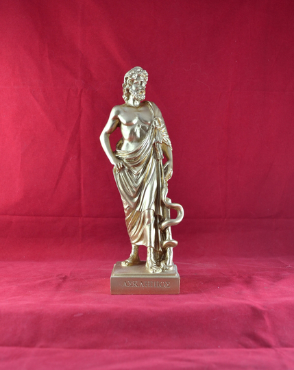 Asclepius God Of Healing Medicine Greek Statue Figure Gold 23 cm | 9 Inch