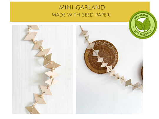 Boho Garland With Seed Paper & Wooden Beads, Great As Thanksgiving Decor, Fall Christmas Tree Decor