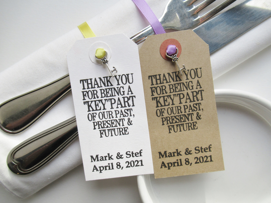 Personalized Wedding Table Decor, Napkin Holders, Thank You For Being Key Part Of Past, Present & Future With Mini